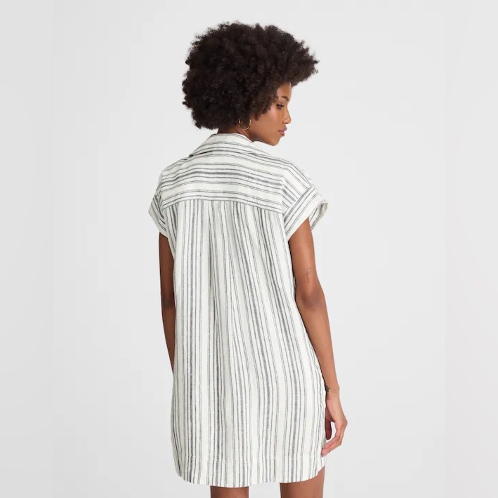 NWT Madewell Utility Short-Sleeve Mini Shirtdress in 100% Linen - Picture 3 of 7